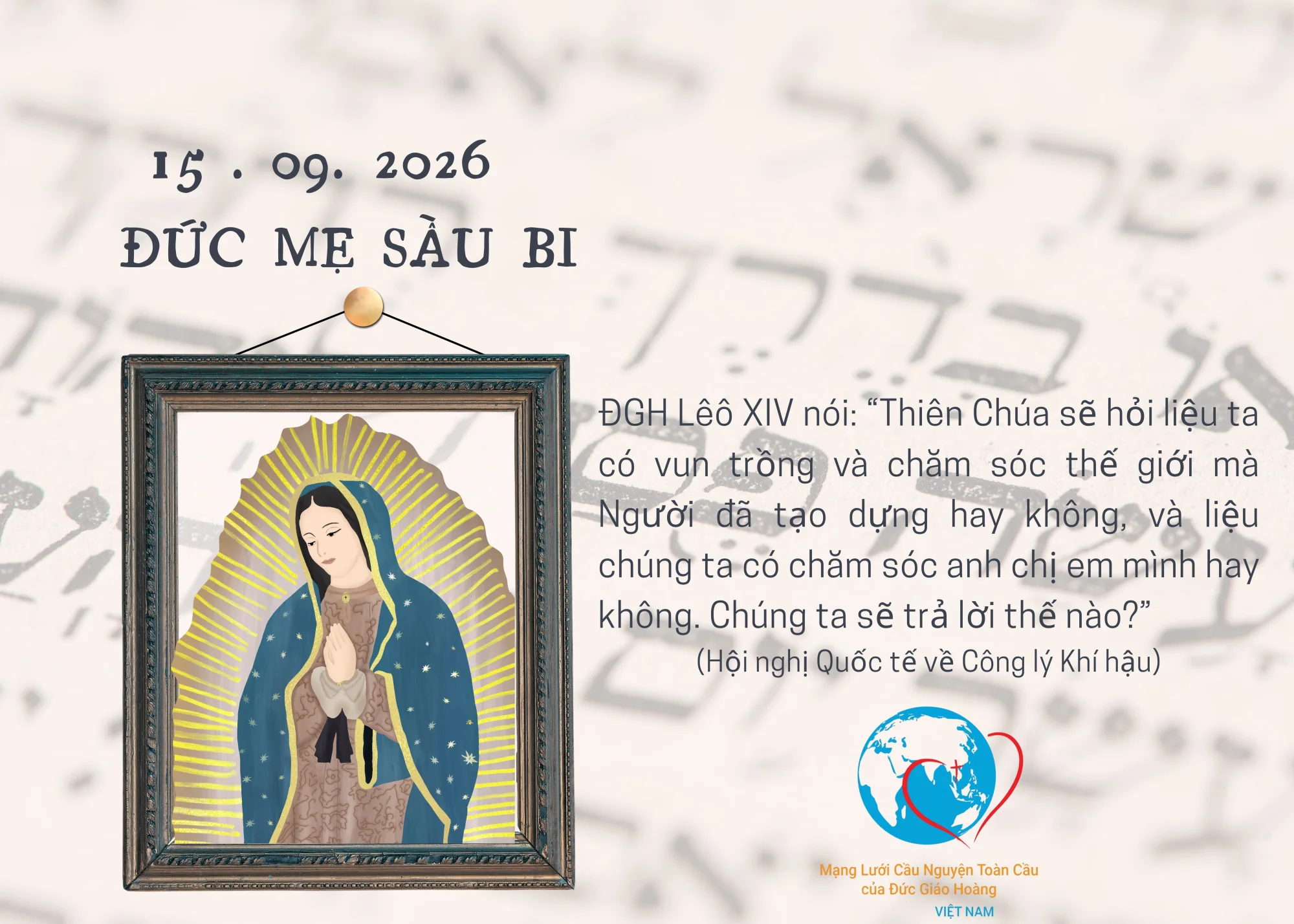 Tông Đồ Cầu Nguyện, 15-09-2026 Tông Đồ Cầu Nguyện, 15-09-2026